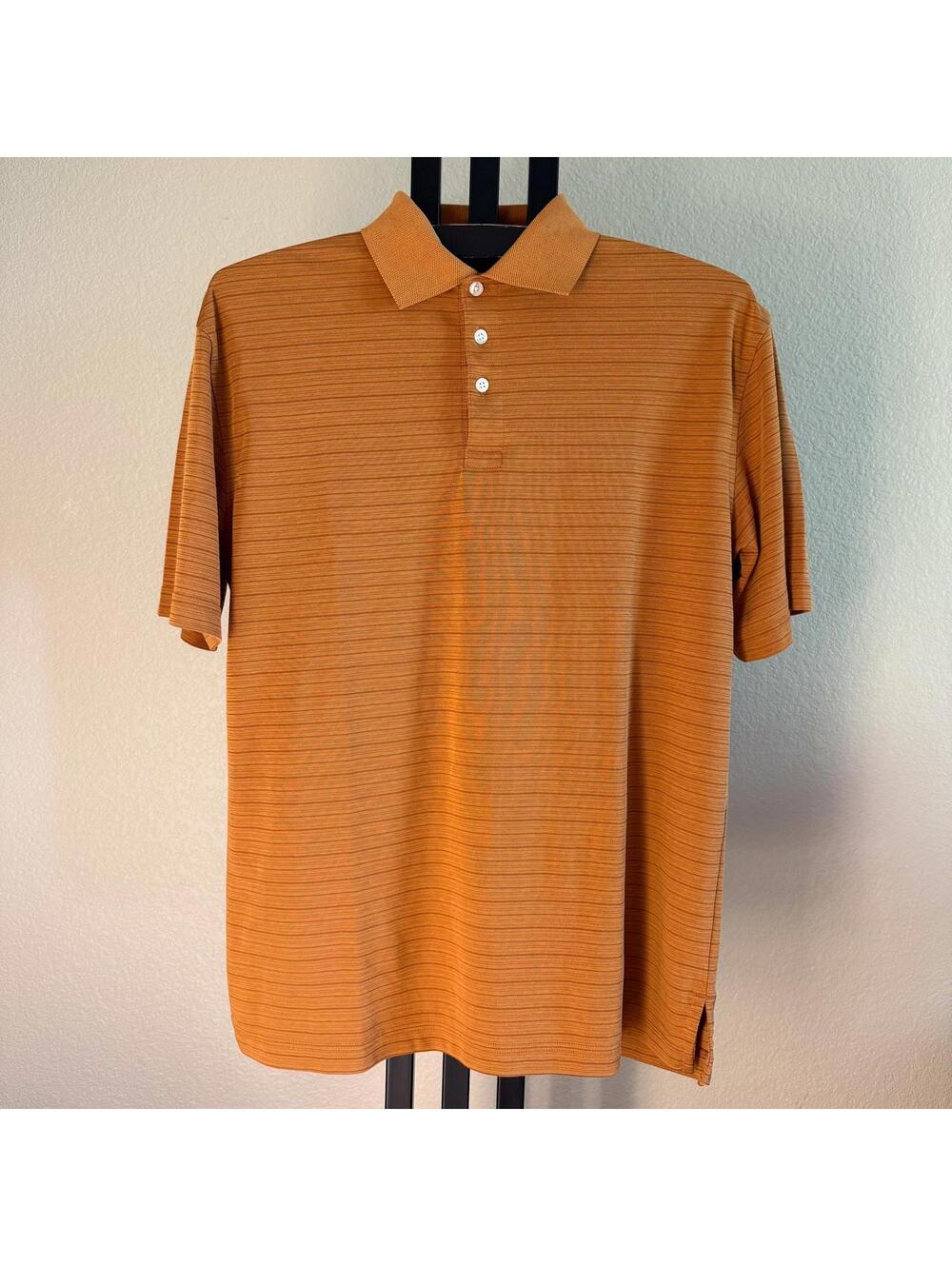 Pronto Uomo Polo Shirt – Men’s Large – Burnt Orange Stripe – Pima Cotton Blend